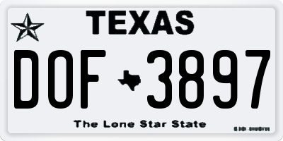 TX license plate DOF3897