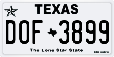 TX license plate DOF3899