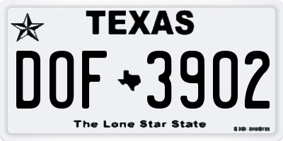 TX license plate DOF3902