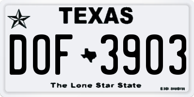 TX license plate DOF3903