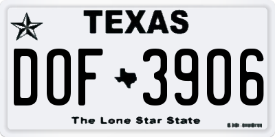 TX license plate DOF3906