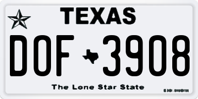 TX license plate DOF3908