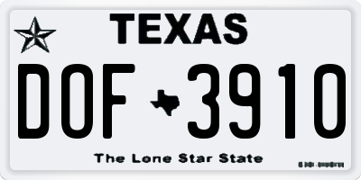 TX license plate DOF3910