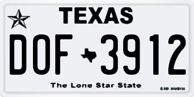TX license plate DOF3912