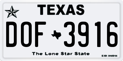 TX license plate DOF3916