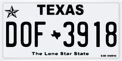 TX license plate DOF3918