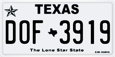 TX license plate DOF3919
