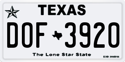 TX license plate DOF3920