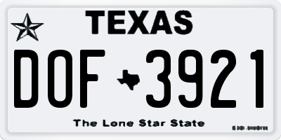 TX license plate DOF3921