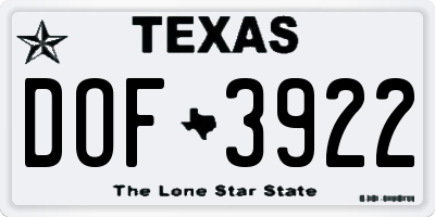 TX license plate DOF3922