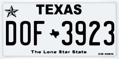 TX license plate DOF3923