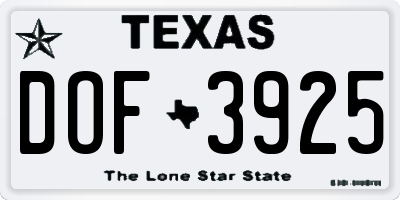 TX license plate DOF3925