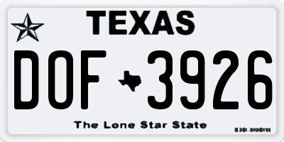 TX license plate DOF3926