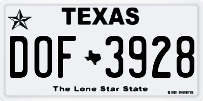 TX license plate DOF3928