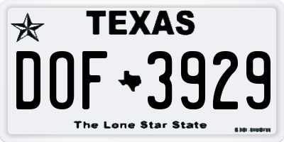TX license plate DOF3929