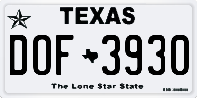 TX license plate DOF3930