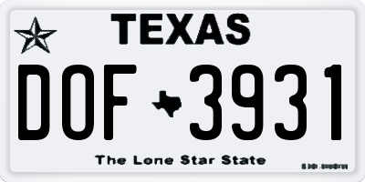 TX license plate DOF3931