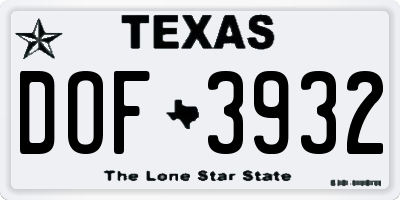 TX license plate DOF3932
