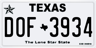 TX license plate DOF3934