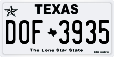 TX license plate DOF3935