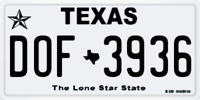 TX license plate DOF3936