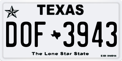 TX license plate DOF3943