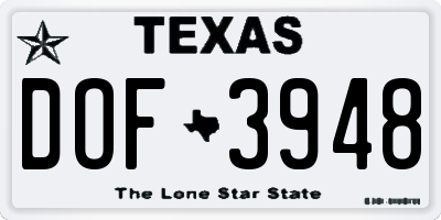TX license plate DOF3948