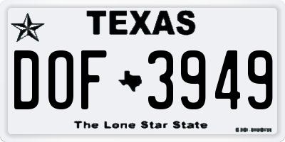 TX license plate DOF3949