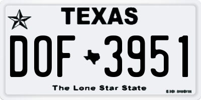 TX license plate DOF3951