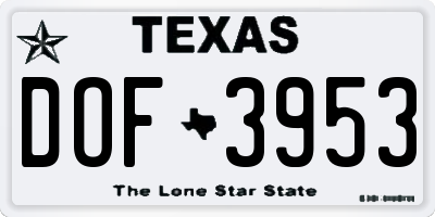 TX license plate DOF3953