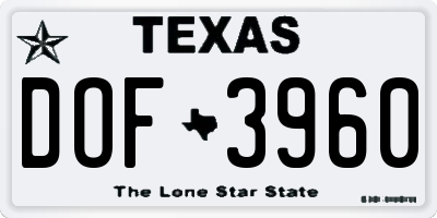 TX license plate DOF3960