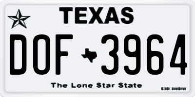 TX license plate DOF3964