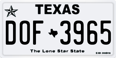 TX license plate DOF3965