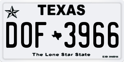 TX license plate DOF3966