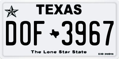 TX license plate DOF3967