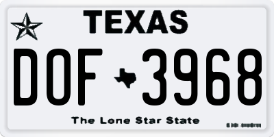 TX license plate DOF3968