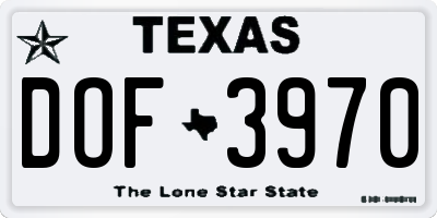 TX license plate DOF3970