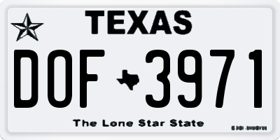 TX license plate DOF3971
