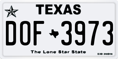 TX license plate DOF3973