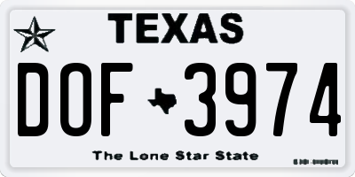 TX license plate DOF3974