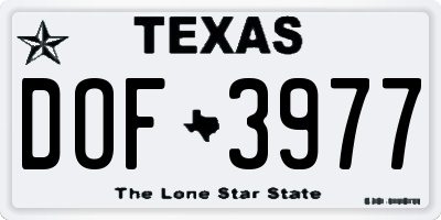 TX license plate DOF3977
