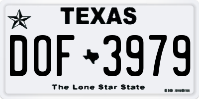 TX license plate DOF3979