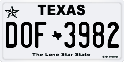 TX license plate DOF3982