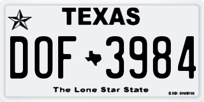 TX license plate DOF3984