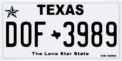 TX license plate DOF3989
