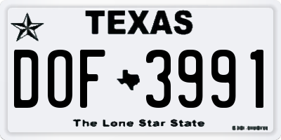 TX license plate DOF3991