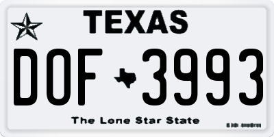TX license plate DOF3993