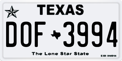 TX license plate DOF3994