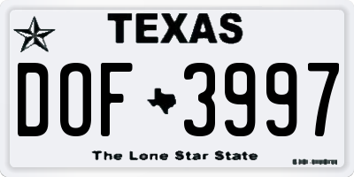 TX license plate DOF3997