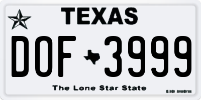 TX license plate DOF3999